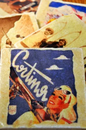 Vintage Marble Ski Coaster - Cortina Skier