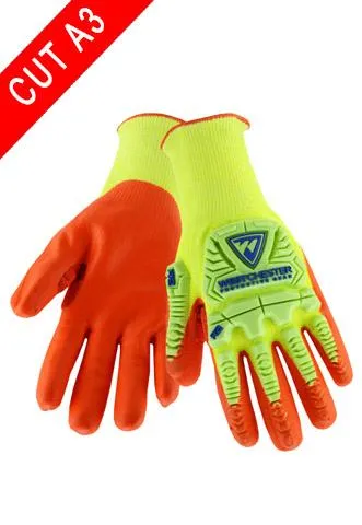 West Chester HVY710HSNFB Impact Gloves, Hi-Viz Nitrile Foam, 6 Pair