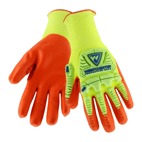 West Chester HVY710HSNFB Impact Gloves, Hi-Viz Nitrile Foam, 6 Pair